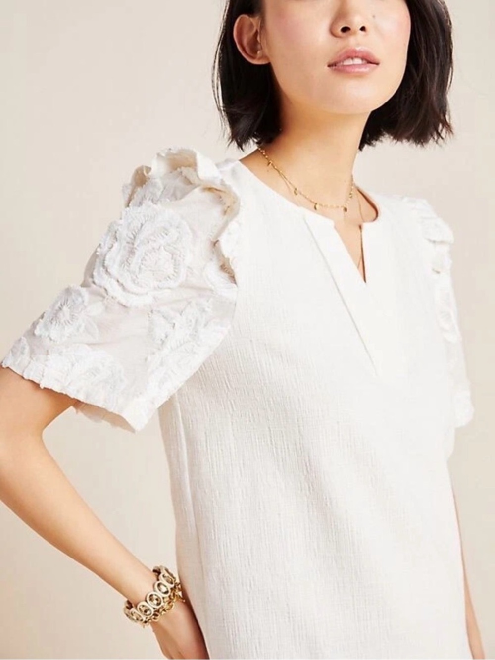 RARE Anthropologie Jacquie Lace Sleeved Top medium by Current Air